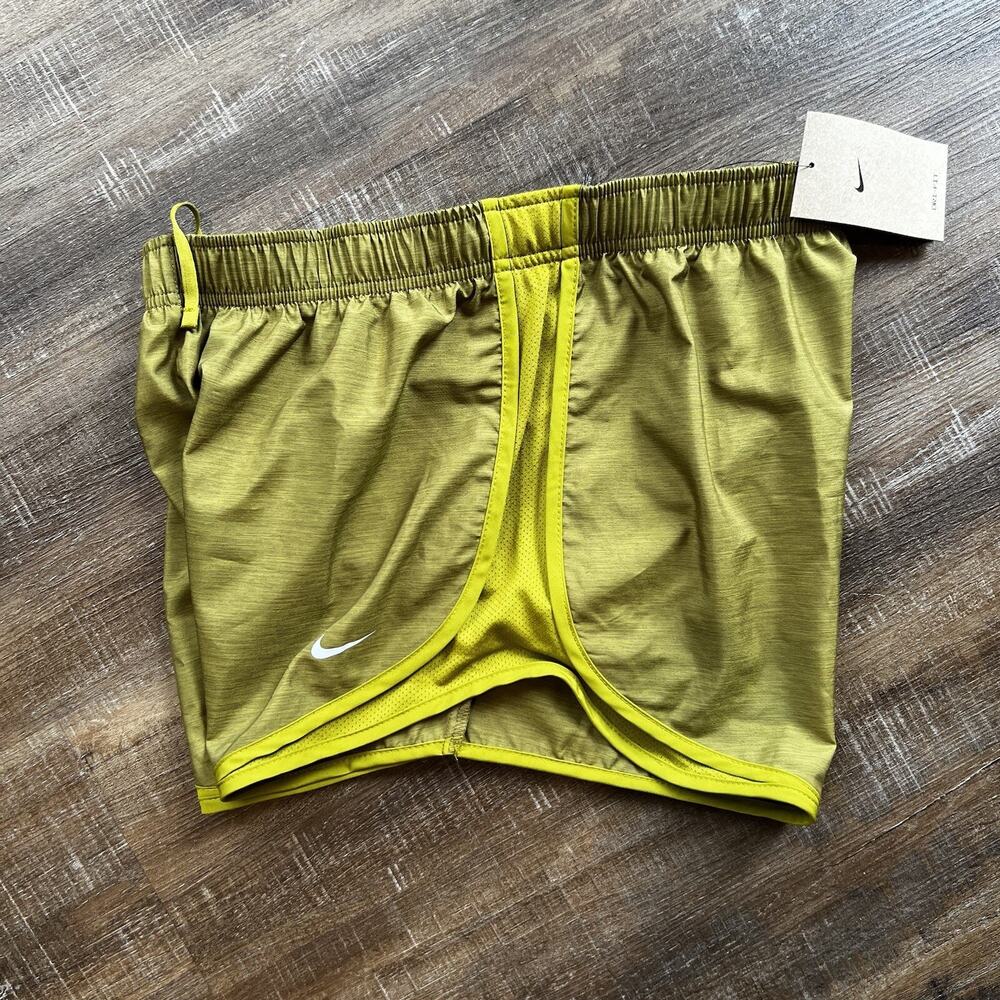Nike Running Shorts Large Womens 3" Dri Fit Tempo Green Brief Lined - Picture 3 of 9